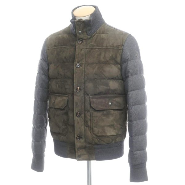 MONCLER(モンクレール)ダウンジャケット/グレー×オリーブ/状態ランクC/ハンガリー製/ジャパン国内正規品/