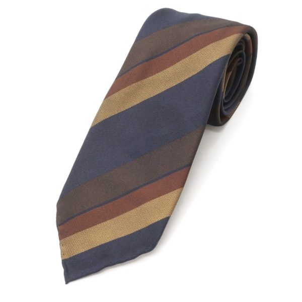 TIE YOUR TIE(タイユアタイ)セッテピエゲストライプネクタイ/ネイビー×ブラウン/状態ランクB/イタリア製/