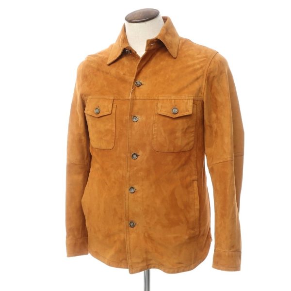 EMMETI(エンメティ)レザーブルゾン/トラッカージャケット/ゴートスキンスエード/オレンジブラウン/状態ランクB/イタリア製/