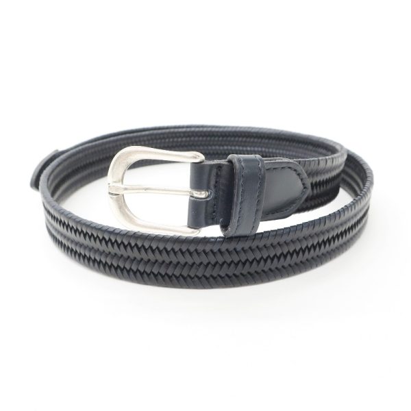 Saddlers(サドラーズ)レザーメッシュベルト/ダークネイビー/状態ランクB/イタリア製/