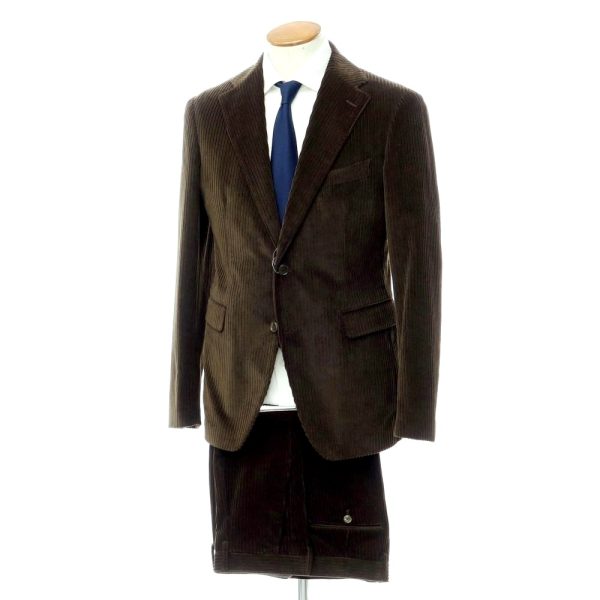 TAGLIATORE（タリアトーレ）2種類の畝/厚手コーデュロイ素材を用いた2つボタンスーツ/オリーブグリーン/状態ランクS/イタリア製/
