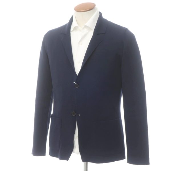 ROBERTO COLLINA（ロベルトコリーナ）コットンニットジャケット/ネイビー/状態ランクB/イタリア製/ドライタッチなニット生地/