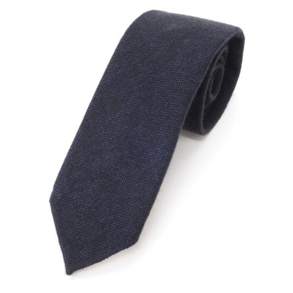 Luigi Borrelli（ルイジ ボレッリ）カシミアウール生地を用いたソリッドネクタイ/ダークネイビー/状態ランクA/イタリア製/スフォデラータ仕様/