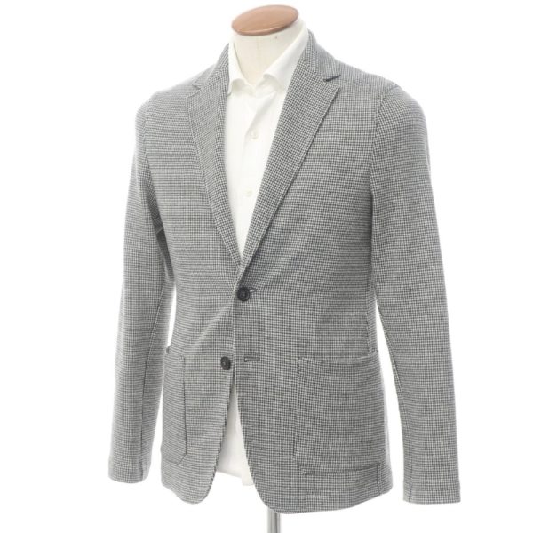 T-JACKET（ティージャケット）ジャージージャケット/ハウンドトゥース柄/ネイビー/状態ランクB/イタリア製/アンコン仕立て/