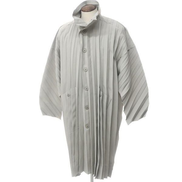HOMME PLISSE ISSEY MIYAKE（オム プリッセ イッセイミヤケ）ステンカラーコート/春夏 スタンドカラー/グレー/状態ランクA/