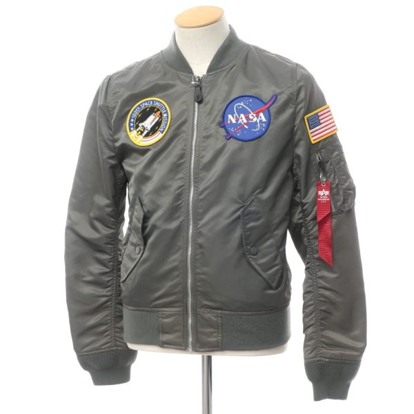 ALPHA（アルファ）MA-1フライトジャケット/ミリタリージャケット/カーキグレー/状態ランクB/