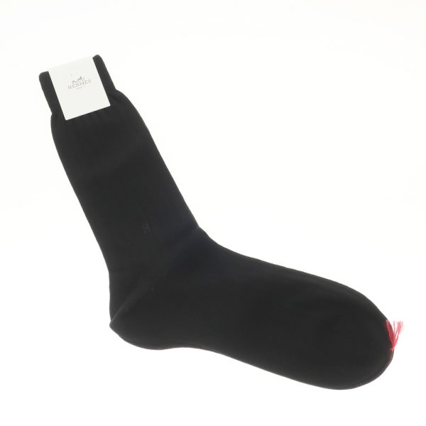 HERMES(エルメス)靴下ソックス/ブラックリブ編み/状態ランクS/イタリア製/