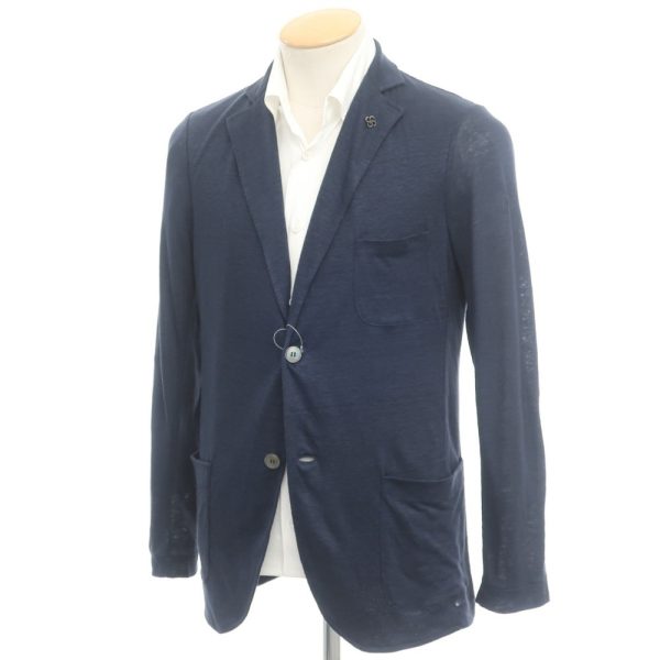GRAN SASSO（グランサッソ）リネンニットジャケット/ネイビー/状態ランクA/イタリア製/