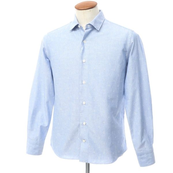 giannetto（ジャンネット）アンカー柄シャンブレーシャツ/ショートカラー/ライトブルー×ホワイト/状態ランクB/イタリア製/