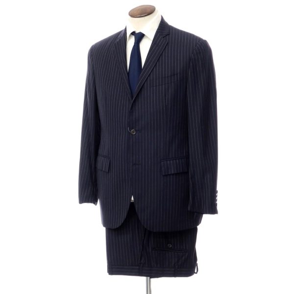 Polo Ralph Lauren（ポロ ラルフローレン）2つボタンスーツ/ダークネイビー×ベージュ/状態ランクB/イタリア製/